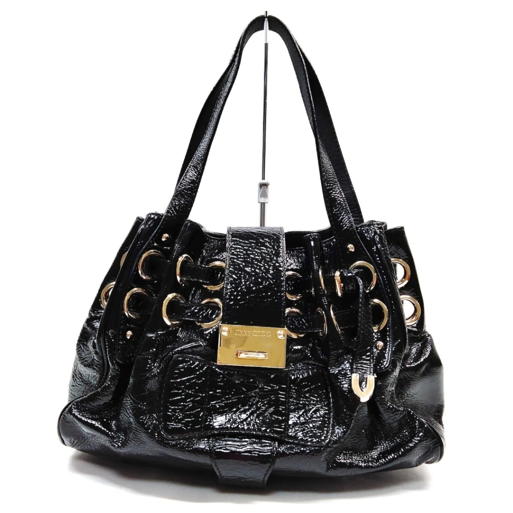 Jimmy Choo Black Patent Leather Tote with Gold Hardware